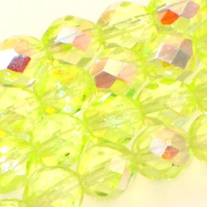 Czech Faceted Fire Polished Rounds 8mm Jonquil AB Qty:19 strung