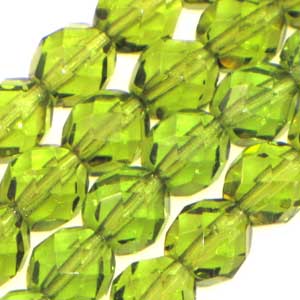 Czech Faceted Fire Polished Rounds 8mm Olivine Qty:19 strung