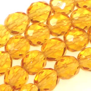 Czech Faceted Fire Polished Rounds 8mm Topaz Qty:19 strung