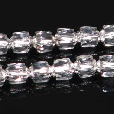 Czech Faceted Fire Polished Lanterns 6mm Coated Ends Crystal/Silver Qty:30