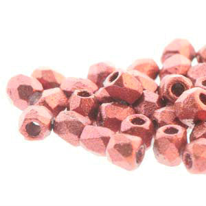 Czech Faceted Fire Polished Rounds 2mm (True 2) Bronze Fire Red Qty:100