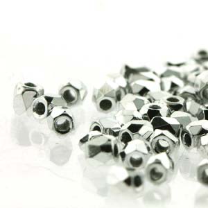 Czech Faceted Fire Polished Rounds 2mm (True 2) Crystal Full Labrador Qty:100