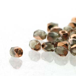 Czech Faceted Fire Polished Rounds 2mm (True 2) Crystal Capri Gold Qty:100