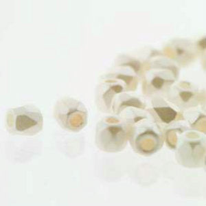 Czech Faceted Fire Polished Rounds 2mm (True 2) Pastel White Qty:100