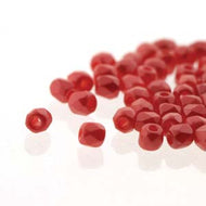 Czech Faceted Fire Polished Rounds 2mm (True 2) Pastel Dark Coral Qty:100