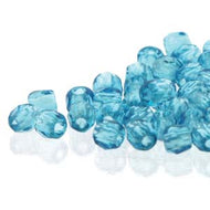 Czech Faceted Fire Polished Rounds 2mm (True 2) Aqua Qty:100