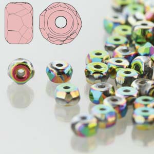 Czech Faceted Micro Spacers 2x3mm Full Vitrail Qty: 50