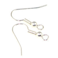 Silver Plated Earring Hooks with Ball and Spring *BULK* Qty:100