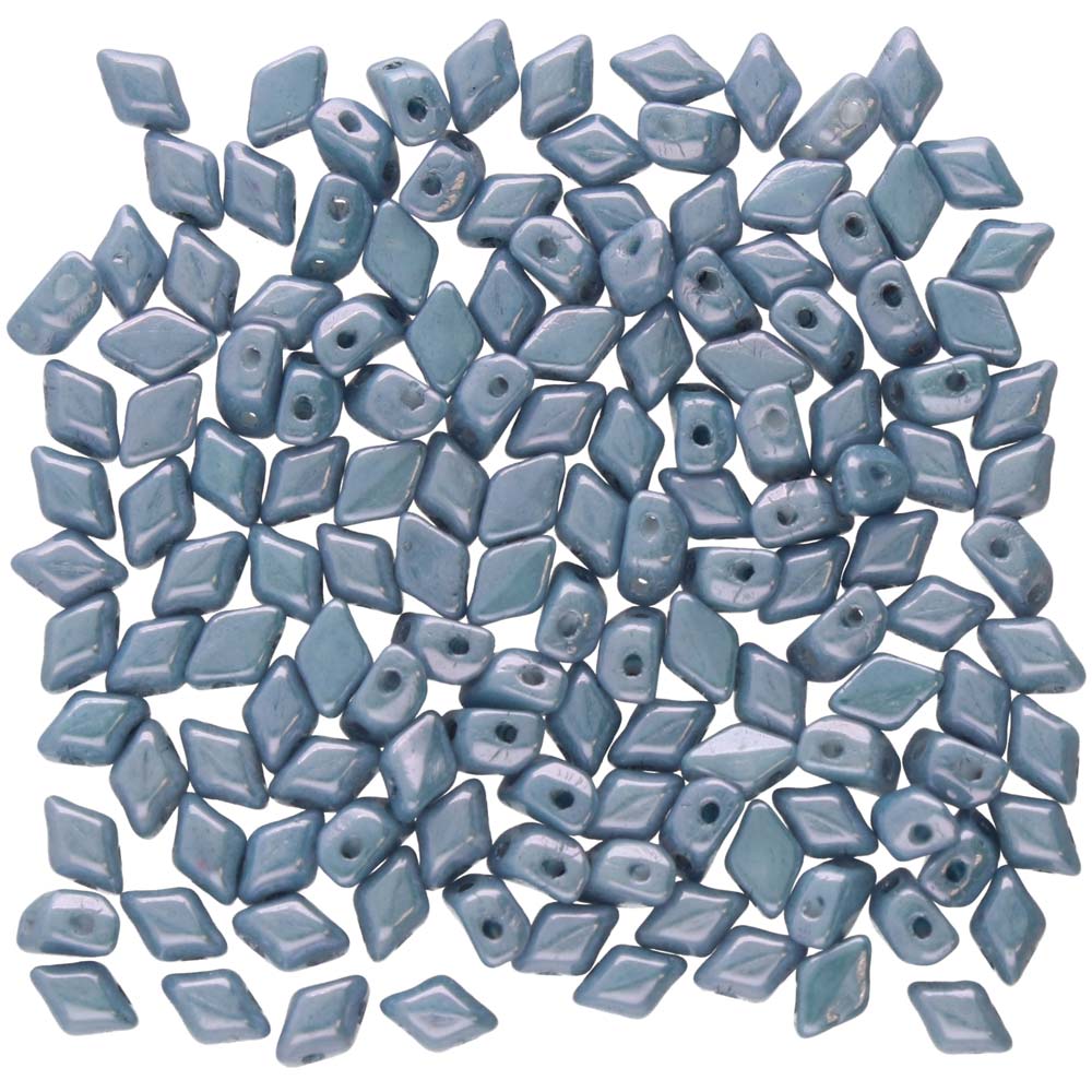 Czech Mini GemDuos 6x4mm Chalk Blue Luster Qty: 10 grams