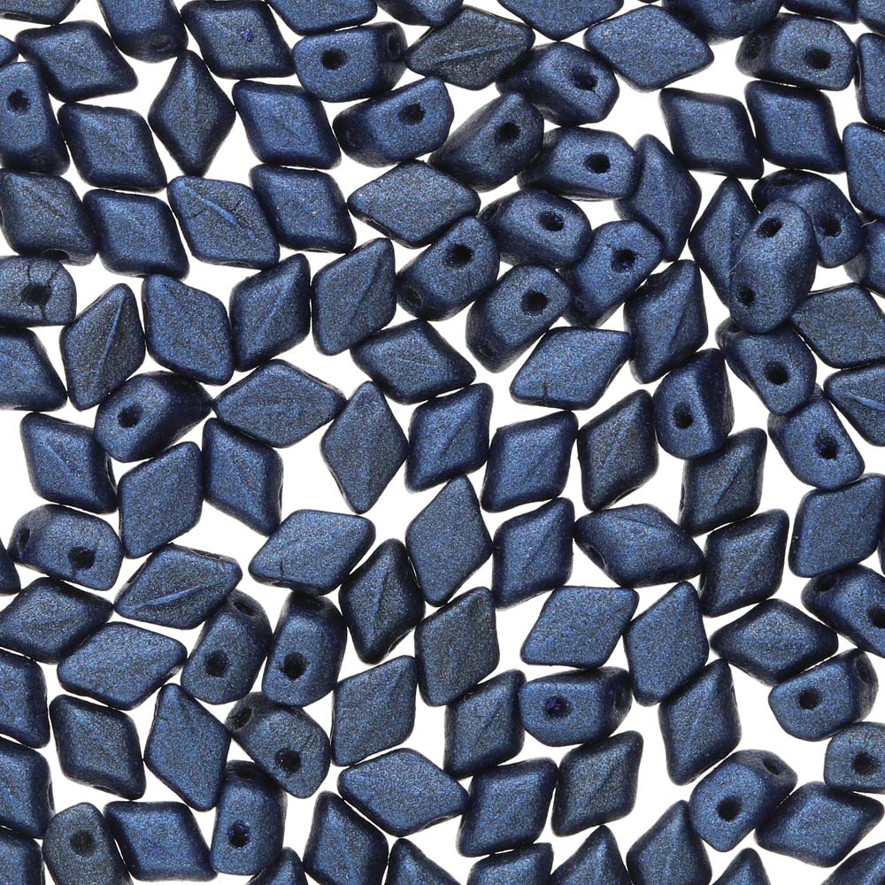 Czech Mini GemDuos 6x4mm Metallic Suede Blue Qty: 10 grams