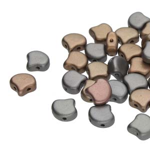 Czech Ginkgo Beads 7.5mm Crystal Grey Rainbow Qty: 10g