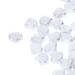 Czech Ginkgo Beads 7.5mm Chalk Silver Splash Qty: 10g