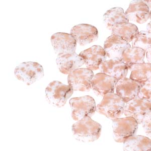 Czech Ginkgo Beads 7.5mm Chalk Copper Splash Qty: 10g