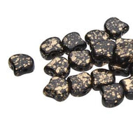 Czech Ginkgo Beads 7.5mm Jet Gold Splash Qty: 10g