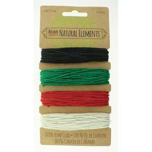 Hemp Primary Colors Card by The Beadsmith 1mm 20lb Qty:120 feet