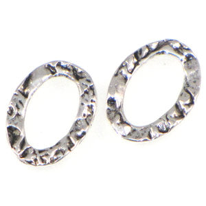 Antique Silver Plated Hammered Ring Oval 20x14mm Qty:3