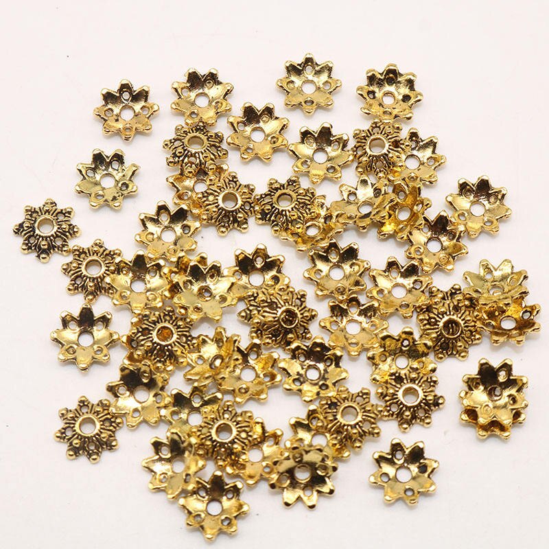 Yellow Gold Plated Bead Caps 8mm Petals Qty:10