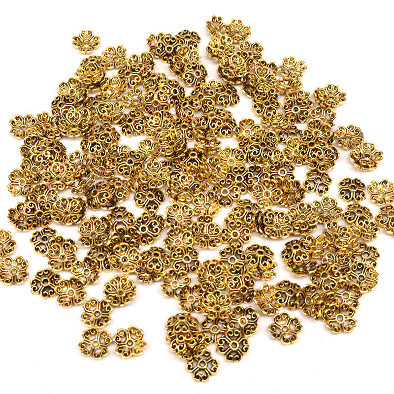 Brass Plated Bead Caps 8mm Hearts Qty:20