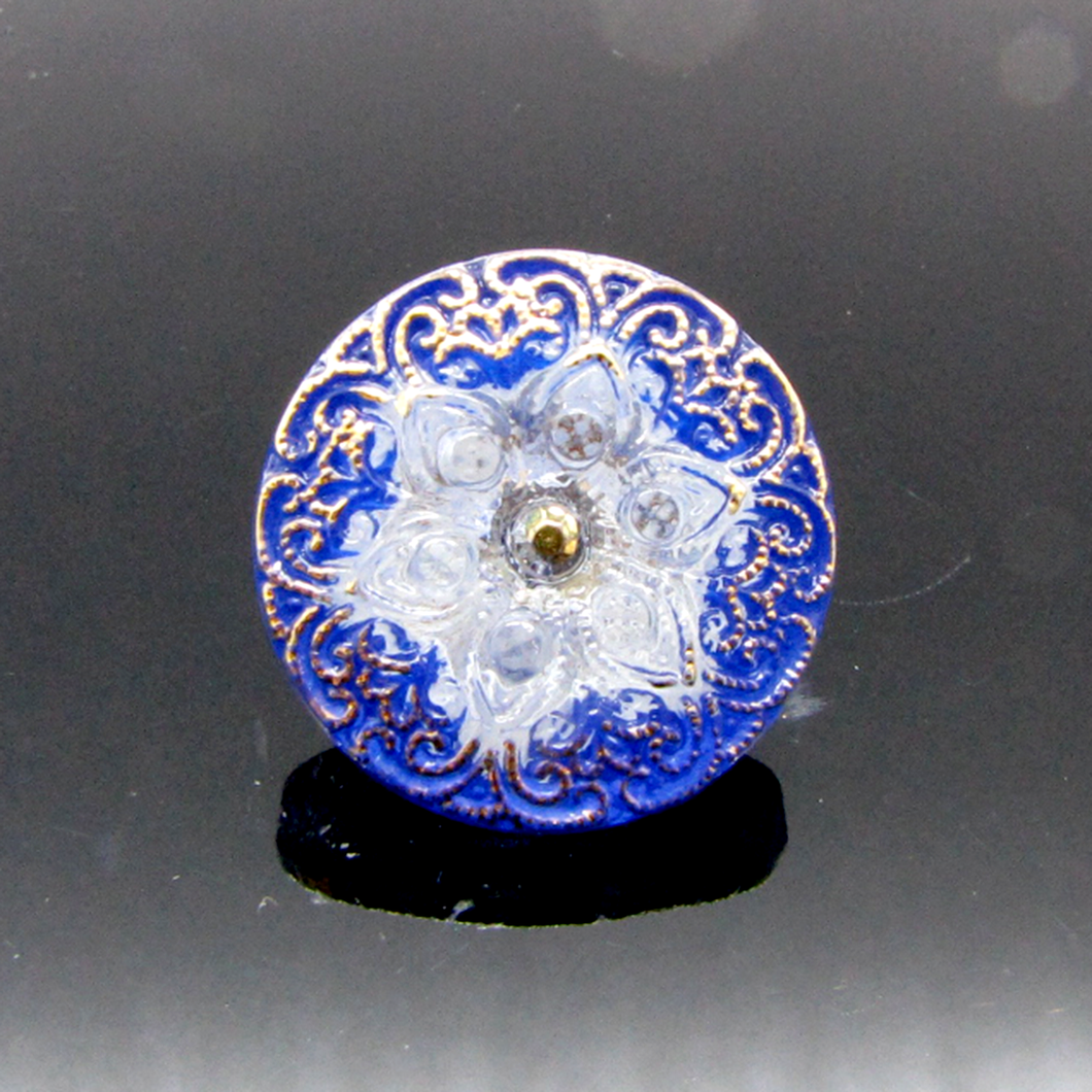 Czech Arabian Star Button Cobalt and Gold 18mm Qty:1