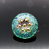 Czech Arabian Star Button Vitrail Green 18mm Qty:1