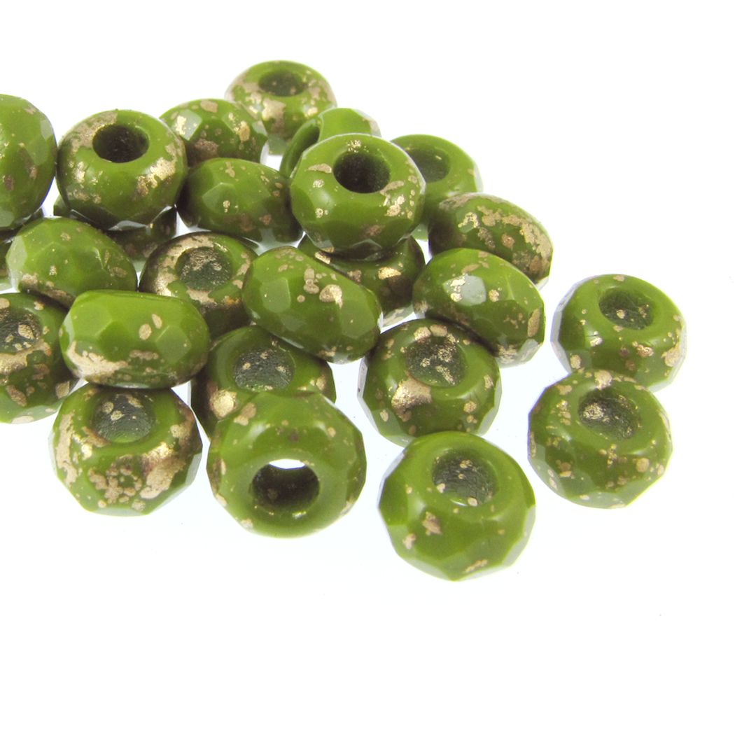 Czech Faceted Large Hole Rollers 6x9mm Avocado Qty:25