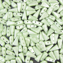 Load image into Gallery viewer, Czech Vexolo Beads 5x7mm White Green Luster Qty:20 beads
