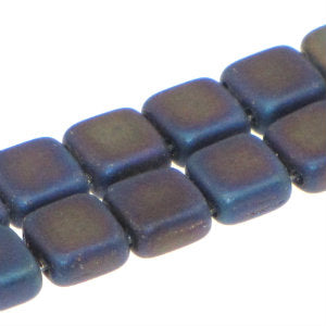 Czech Tile Beads 6mm Iris Blue Matte Qty:25 Strung