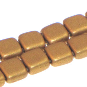 Czech Tile Beads 6mm Metallic Goldenrod Matte Qty:25 Strung