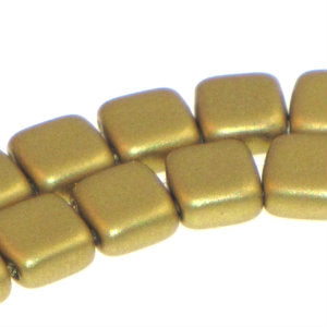 Czech Tile Beads 6mm Metallic Aztec Gold  Matte Qty:25 Strung