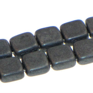 Czech Tile Beads 6mm Jet Hematite Matte Qty:25 Strung