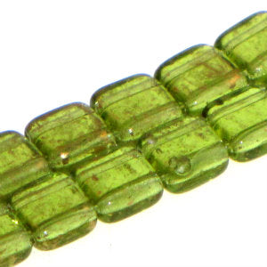 Czech Tile Beads 6mm Gold Marbled Olivine Qty:25 Strung