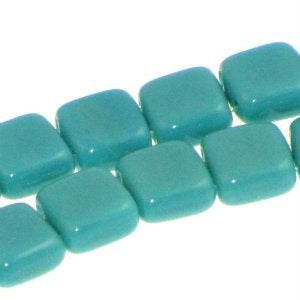 Czech Tile Beads 6mm Opaque Persian Turquoise Qty:25 Strung