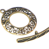 Antique Brass Toggle Filligree Round 22mm Qty:1