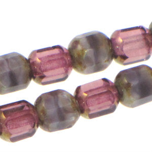 Czech Faceted Fire Polished Lantern Mix 6mm Amethyst Bronze/Violet Travertine Qty:30