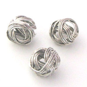 Antique Silver Plated Beads Wound Wire 10mm Qty:5