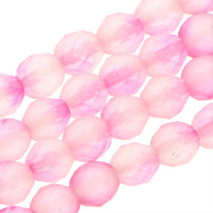 Czech Faceted Fire Polished Rounds 8mm Matte Lilac Rose Qty:19 strung