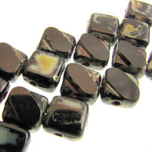 Load image into Gallery viewer, Czech Silky Beads 6mm Jet Travertine Two-Cut Qty:40 strung

