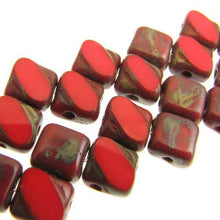 Load image into Gallery viewer, Czech Silky Beads 6mm Opaque Red Travertine Two-Cut Qty:40 strung
