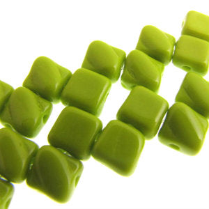 Czech Silky Beads 6mm Green Opaque Qty:40 strung