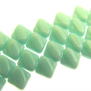 Czech Silky Beads 6mm Light Green Turquoise Qty:40 strung