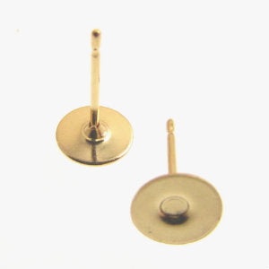 Gold Plated Earring Posts with 6mm Plate Qty:6