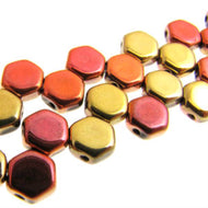 Czech Honeycomb Beads 6mm Jet California Gold Qty:30