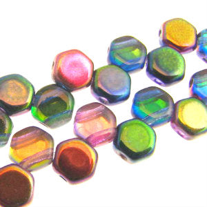 Czech Honeycomb Beads 6mm Magic Blue-Pink Qty:30