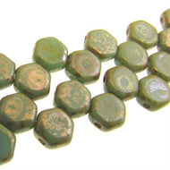 Czech Honeycomb Beads 6mm Blue Turquoise Picasso Qty:30