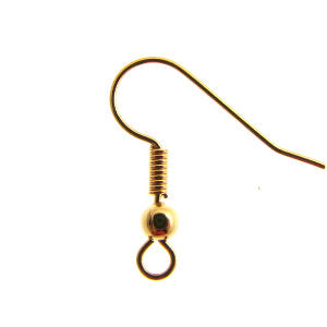Gold Plated Earring Hooks w. Ball & Spring Qty:20