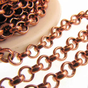 Antique Copper Finish Chain Rolo 4.5mm Qty:1 foot