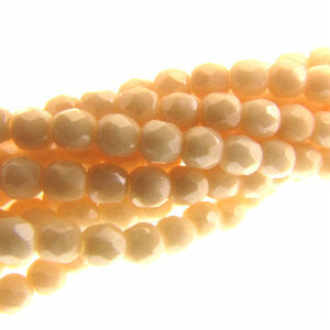 Czech Faceted Fire Polished Rounds 3mm Chalk Champagne Qty:50 strung