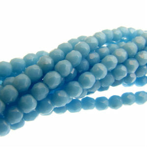 Czech Faceted Fire Polished Rounds 3mm Turquoise Blue Qty:50 strung