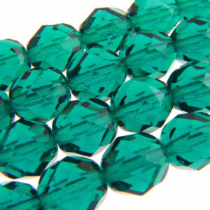 Czech Faceted Fire Polished Rounds 8mm Aquamarine Qty:19 strung