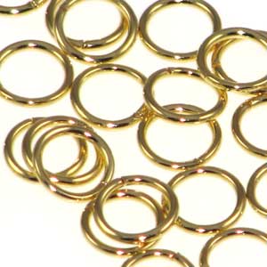 Gold Plated Jump Rings Open 9mm OD 16 Gauge Qty:50